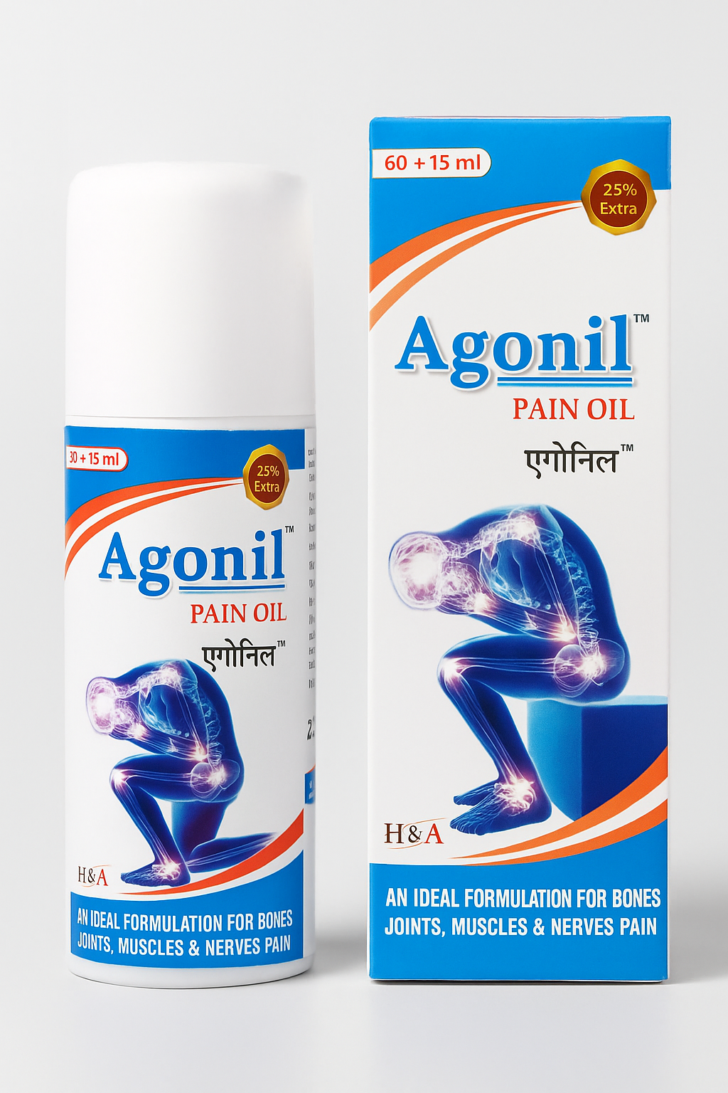 Agonil Ayurvedic Pain Relief Oil 60+15ml (25% Extra)