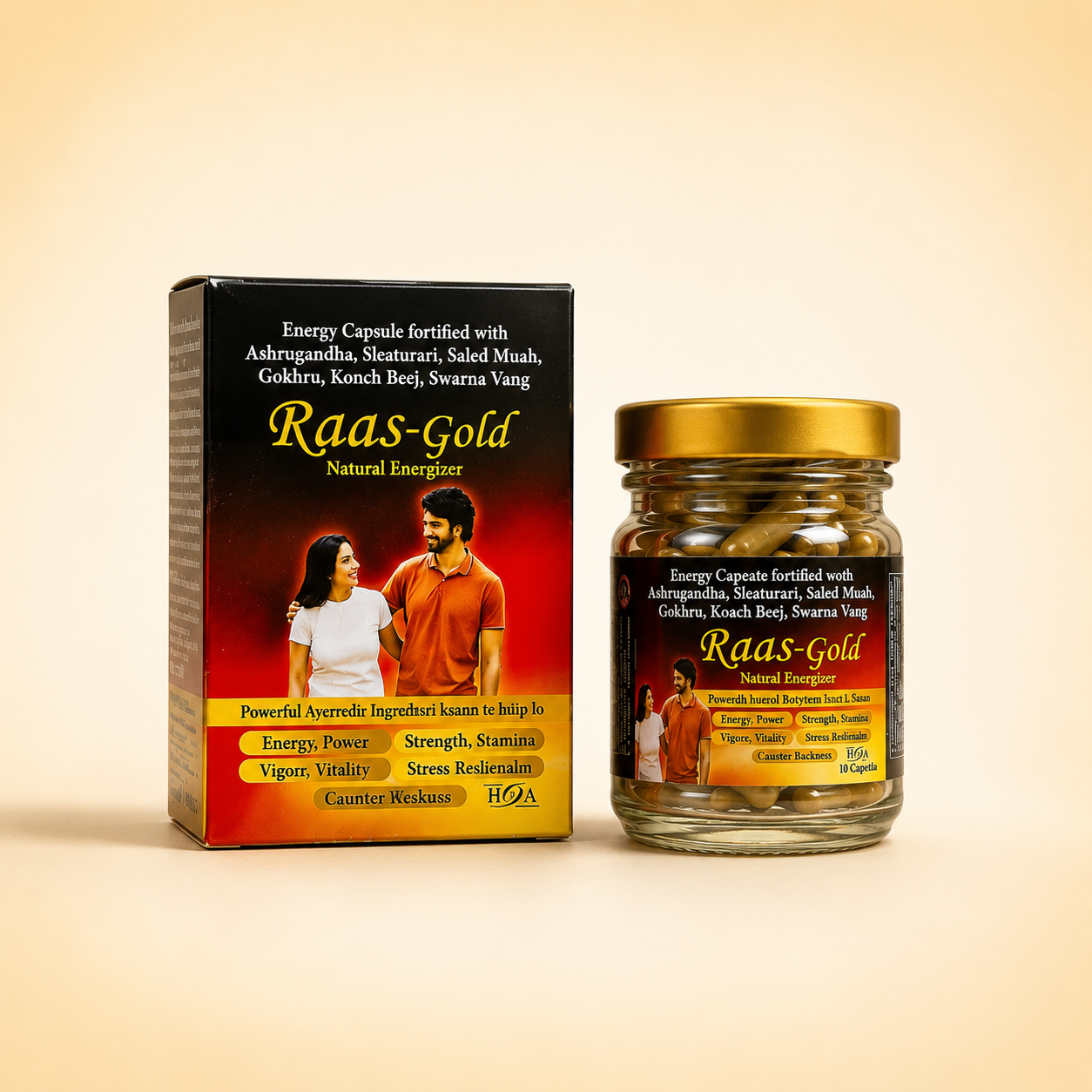 Raas Gold Natural Energizer – Ayurvedic Vitality & Stamina Capsules (20 Capsules)