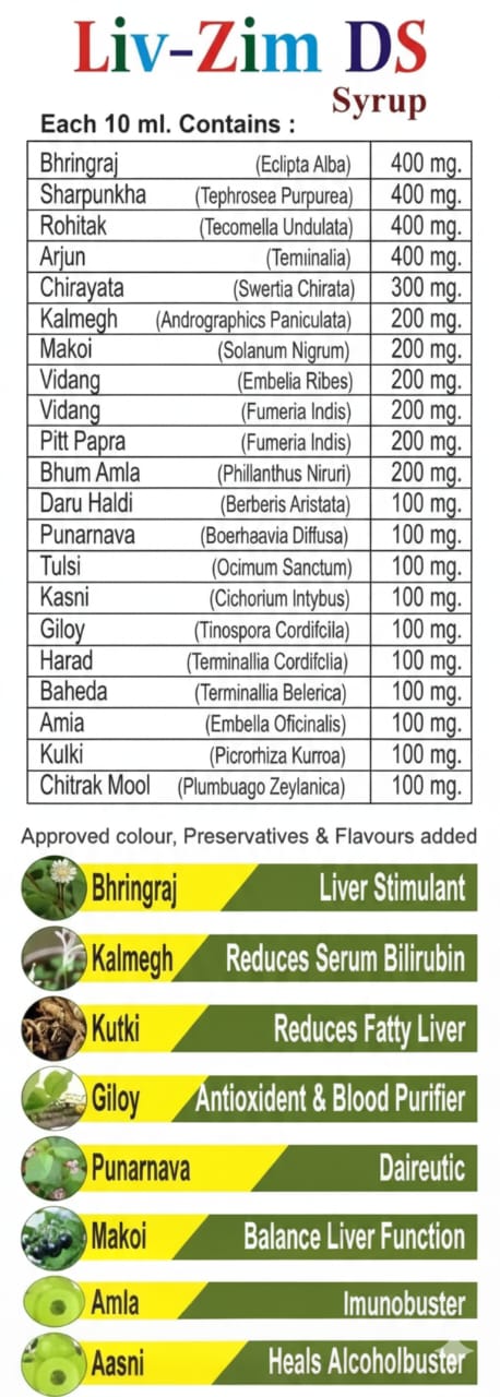 Liv-Zim DS Syrup – Ayurvedic Sugar-Free Liver & Digestive Tonic (200 ml)